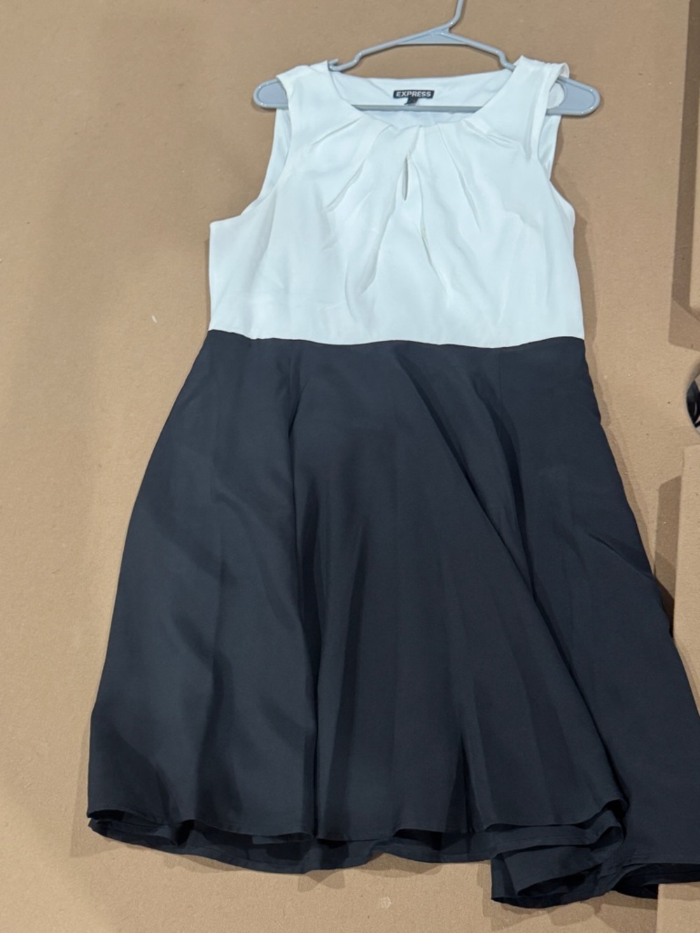 Express Woman’s White and Black Sleeveless Fit & Flare Dress